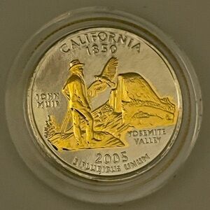 22k Gold enhanced California Statehood Quarter in Coin  Capsule